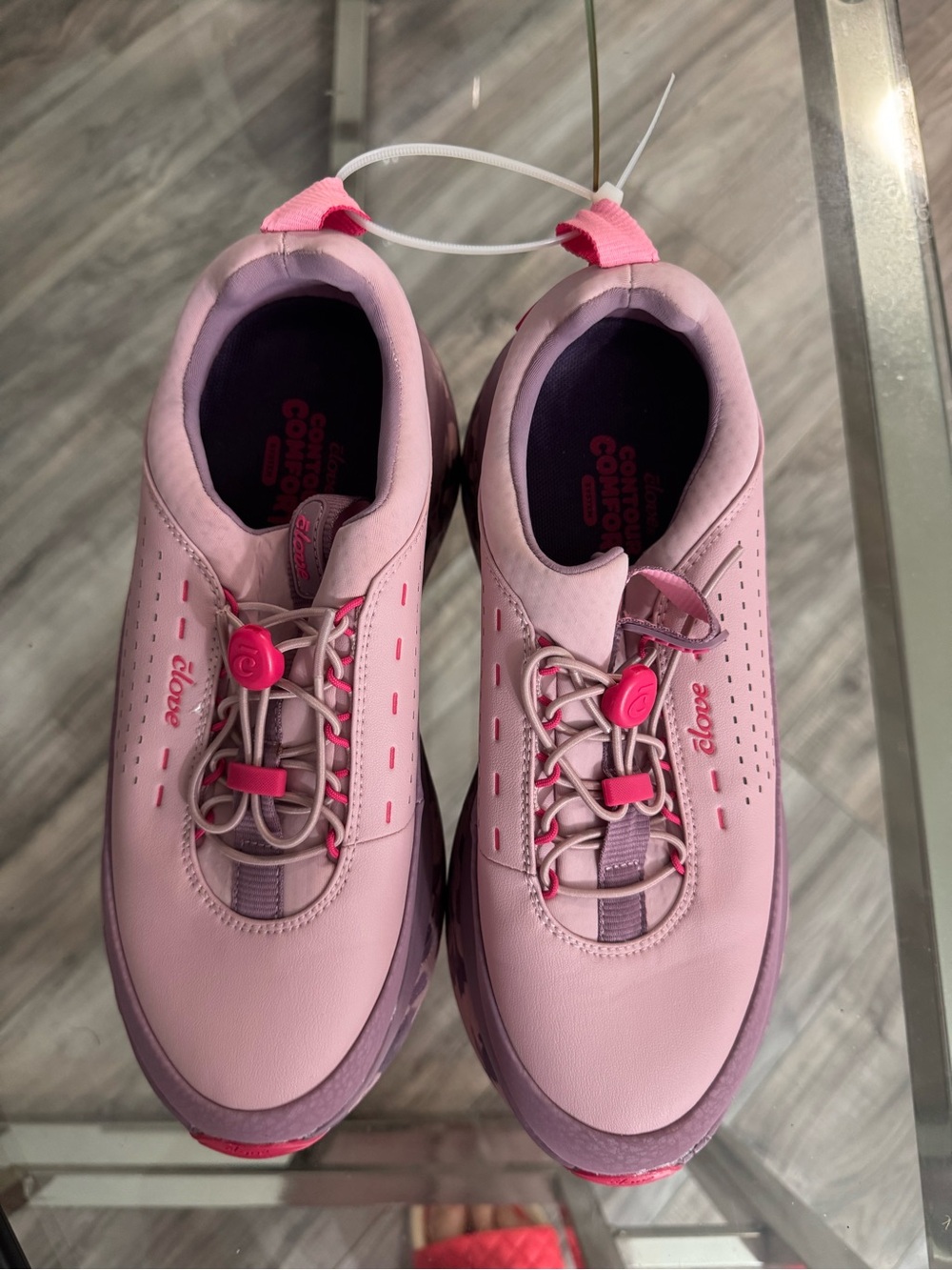 Women's Pink Lace-Lock Comfort Sneakers